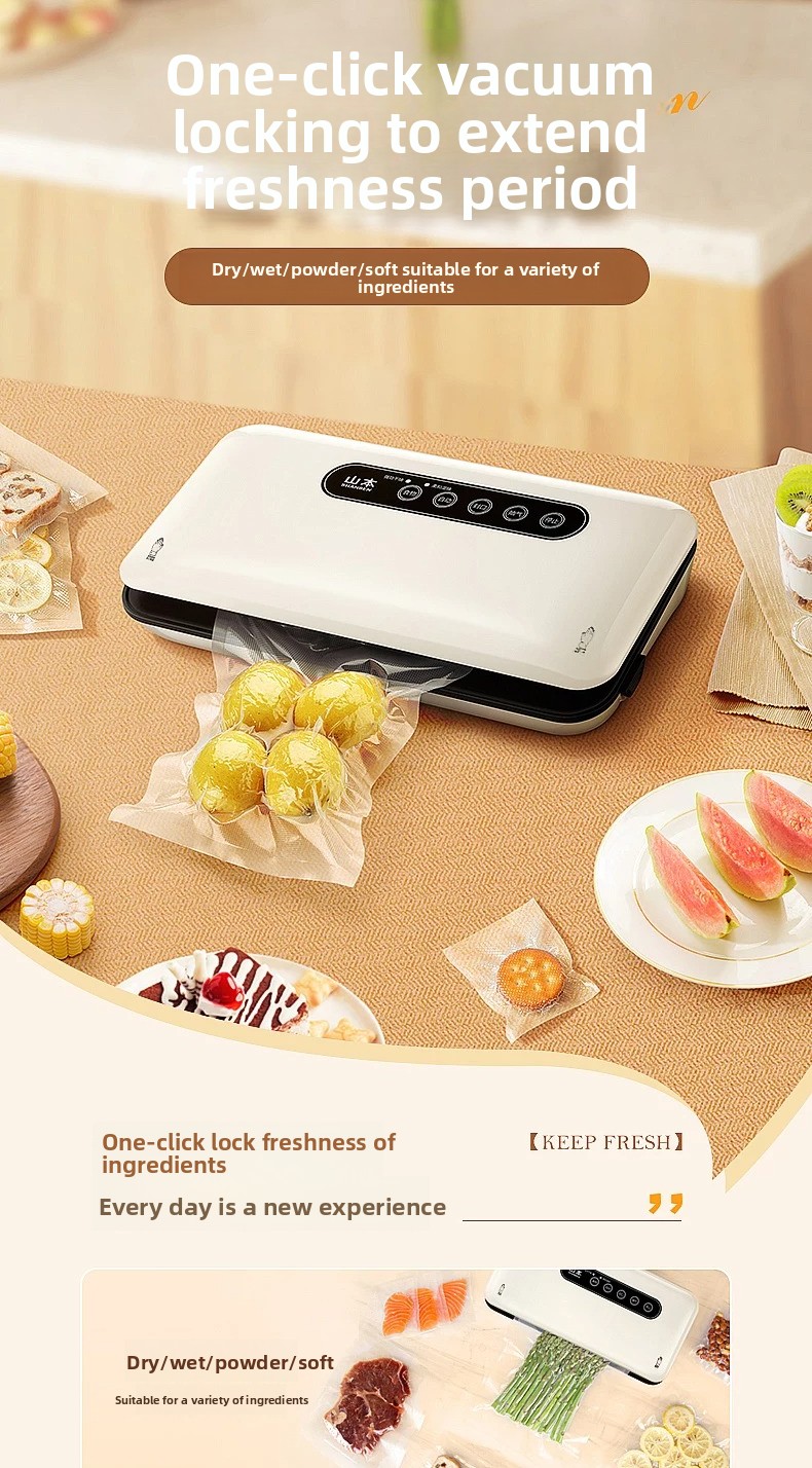 Food With Snacks - เครื่องซีลสูญญากาศขนาดเล็กแบบอัตโนมัติสำหรับใช้ในครัวเรือน เครื่องซีลอาหารสำหรับเก็บรักษาอาหารว่างให้สดใหม่