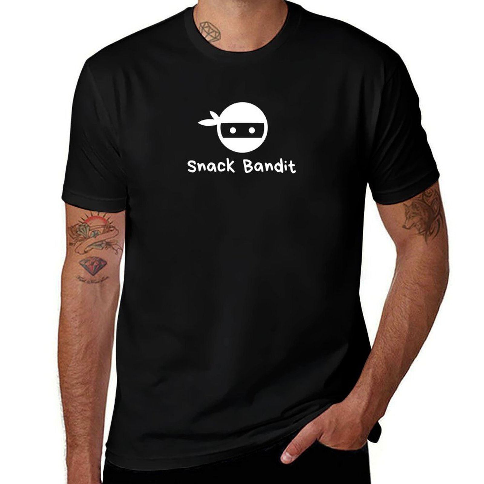 Food Snacks Background - เสื้อยืดลาย Snack Bandit สำหรับเด็ก นินจาหัวขโมยหิวโหย อาหาร