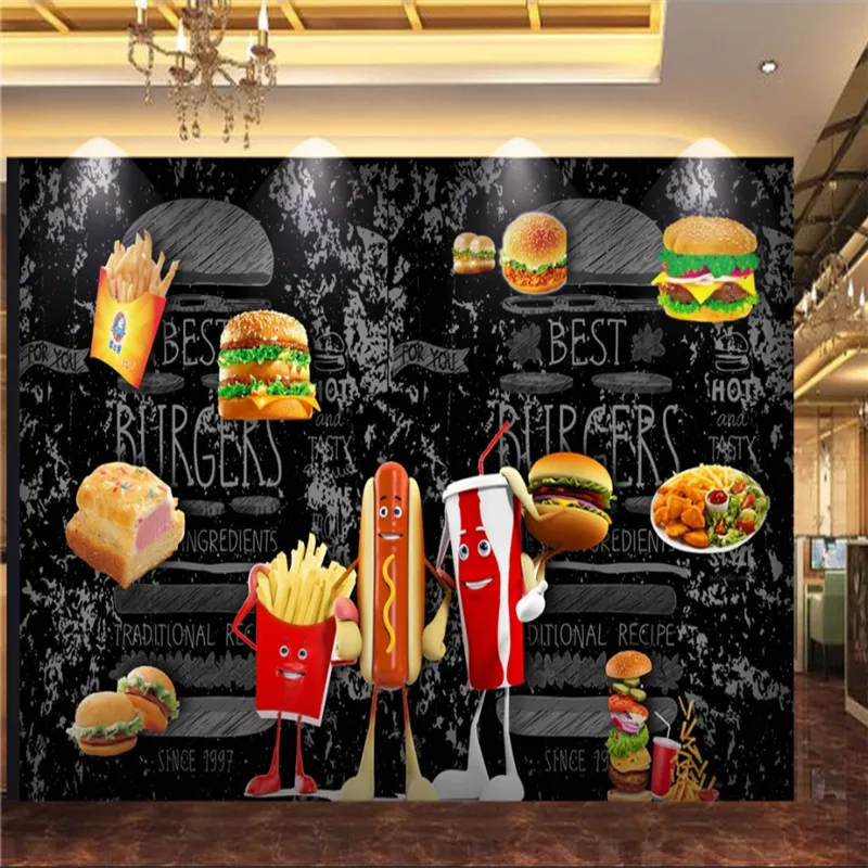 Food Snacks Background - Custom แฮมเบอร์เกอร์สุนัขร้อนขนมปัง Fries วอลล์เปเปอร์ Fast Food