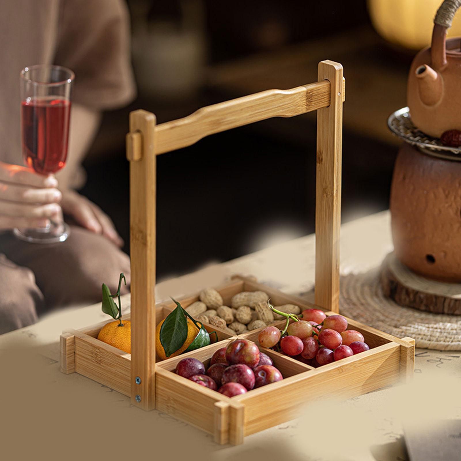 Food Platter Snacks - ไม้ไผ่ถั่ว Platter ถาด Sectional ถาดเสิร์ฟผลไม้แห้งภาชนะเก็บอาหารจานขนมสําหรับงานแต่งงาน Home