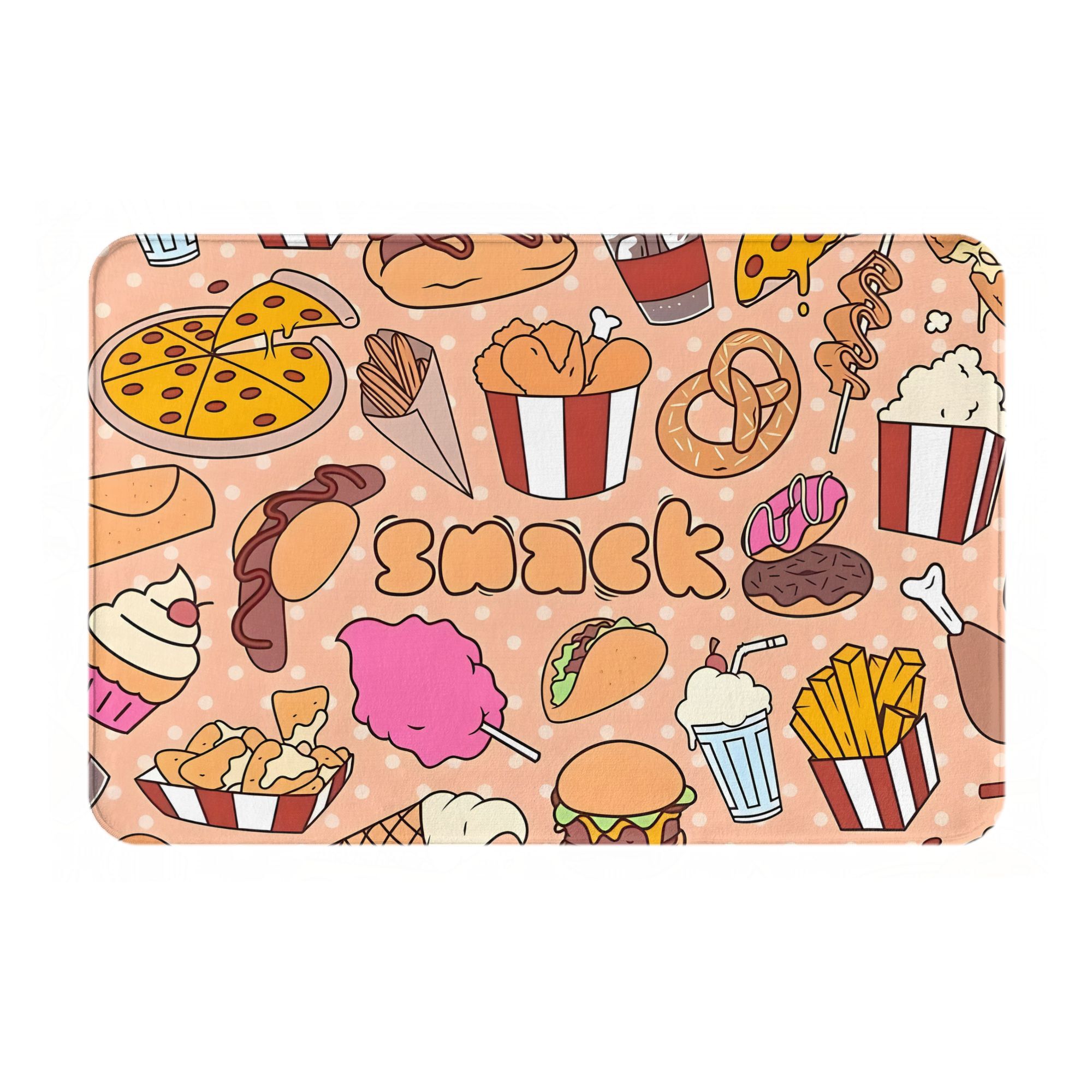 พรมเช็ดเท้าลายการ์ตูนอาหารว่าง - Food Snacks Background บทวิจารณ์และราคา