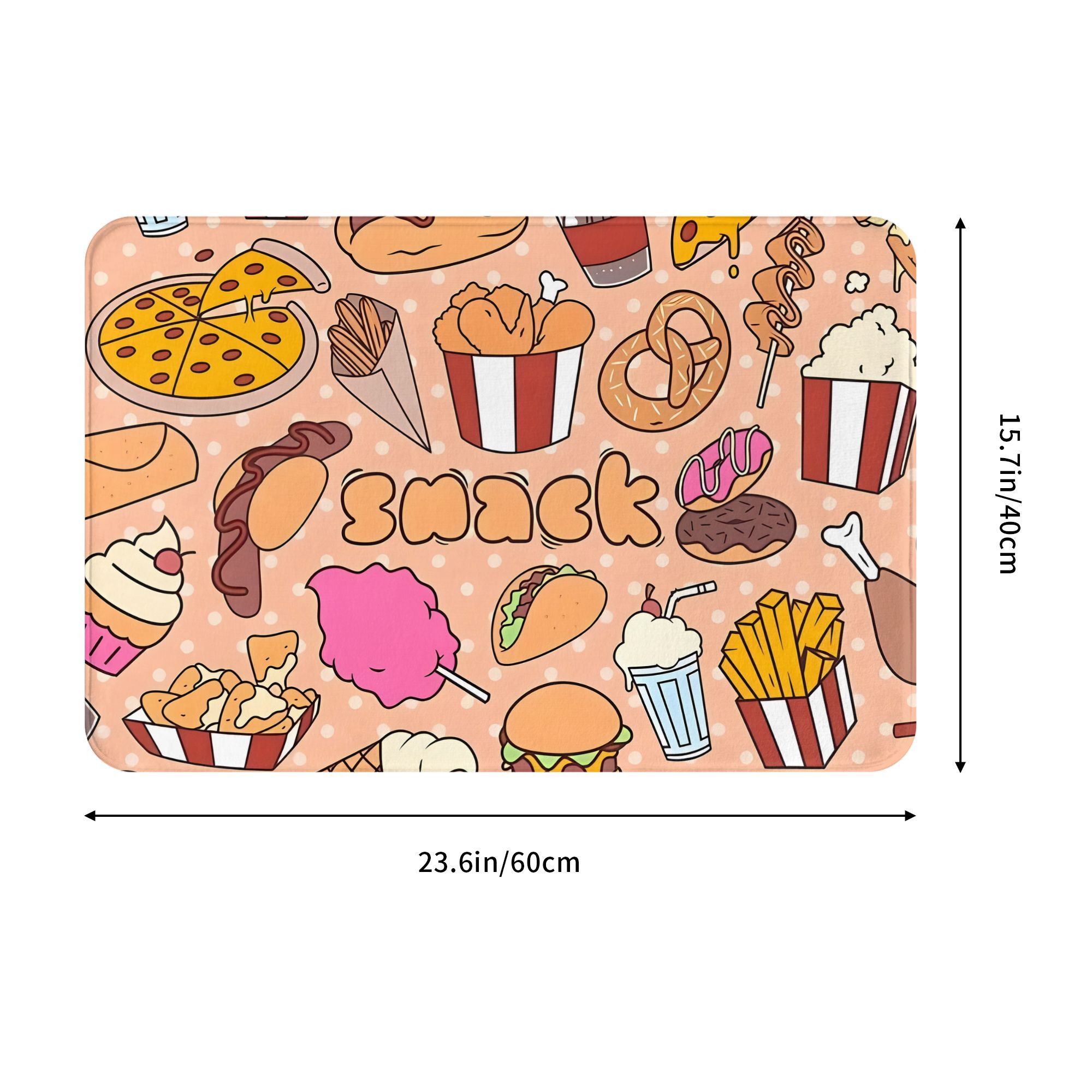 พรมเช็ดเท้าลายการ์ตูนอาหารว่าง - Food Snacks Background บทวิจารณ์และราคา