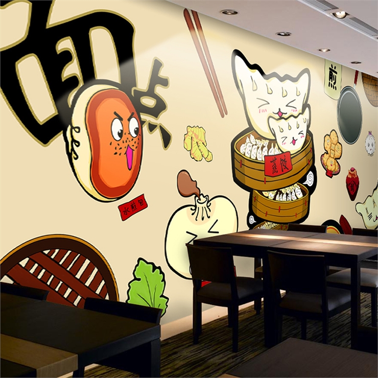 วอลเปเปอร์ภาพวาดการ์ตูนอาหาร 3 - Food Snacks Background บทวิจารณ์และราคา