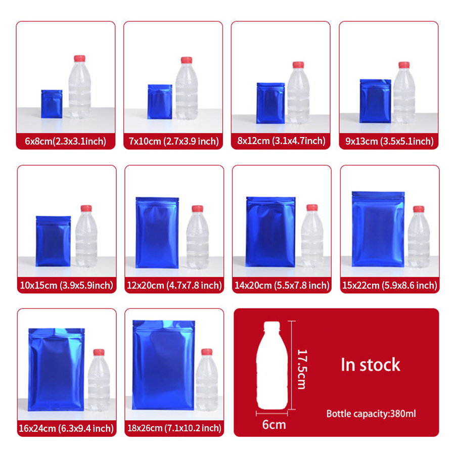 100 ชิ้น ถุงซิปฟอยล์สีน้ำเงินด - Food With Snacks บทวิจารณ์และราคา