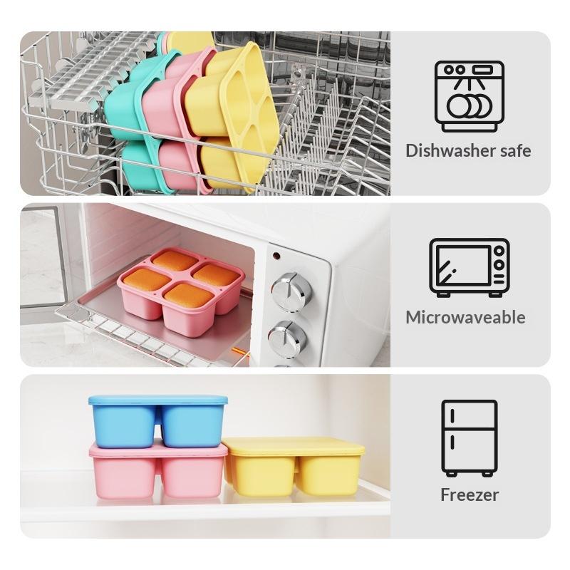 กล่องใส่ขนมซิลิโคนเกรดอาหาร 4  - Food Snacks For Kids บทวิจารณ์และราคา