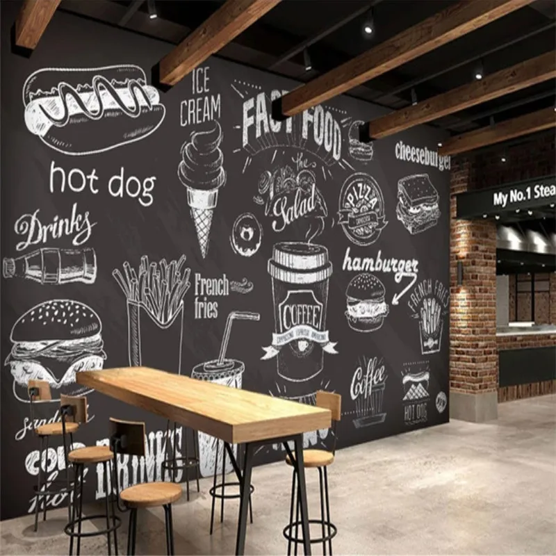 ที่กําหนดเองมือวาดกระดานดํา Fa - Food Snacks Background บทวิจารณ์และราคา